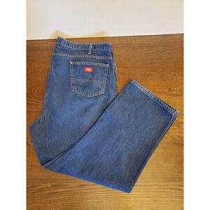 Vintage Dickies Blue Denim Wide Leg Straight Jeans Mens Size 50"x 30" Workwear